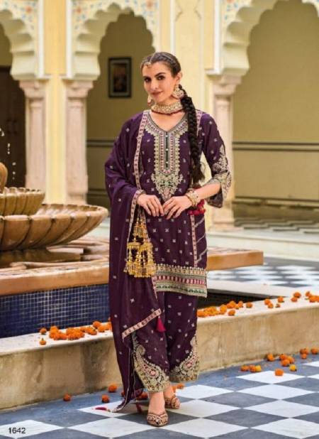 Purple Colour 1642 Vaani By Eba Premium Silk With Embroidery Work Readymade Suit Catalog